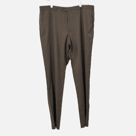 Santorelli Romeo Virgin Wool Unhemmed Dress Pant in Brown - NWOT - Size 42 - Picture 1 of 6
